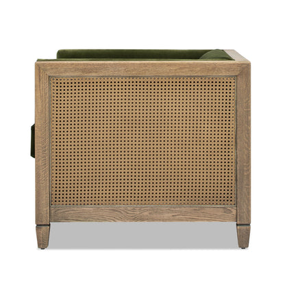 Georgia - Cane Tuxedo Armchair - Olive Green