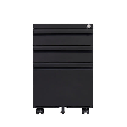 Contemporary 3 Drawer Mobile Filing Cabinet With Lock, Metal Office Storage For Legal / Letter Size