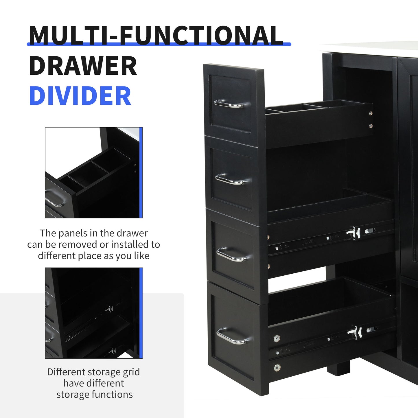 Bathroom Vanity With Sink Top, Bathroom Vanity Cabinet With 2 Doors And 2 Drawers, Open Shelf