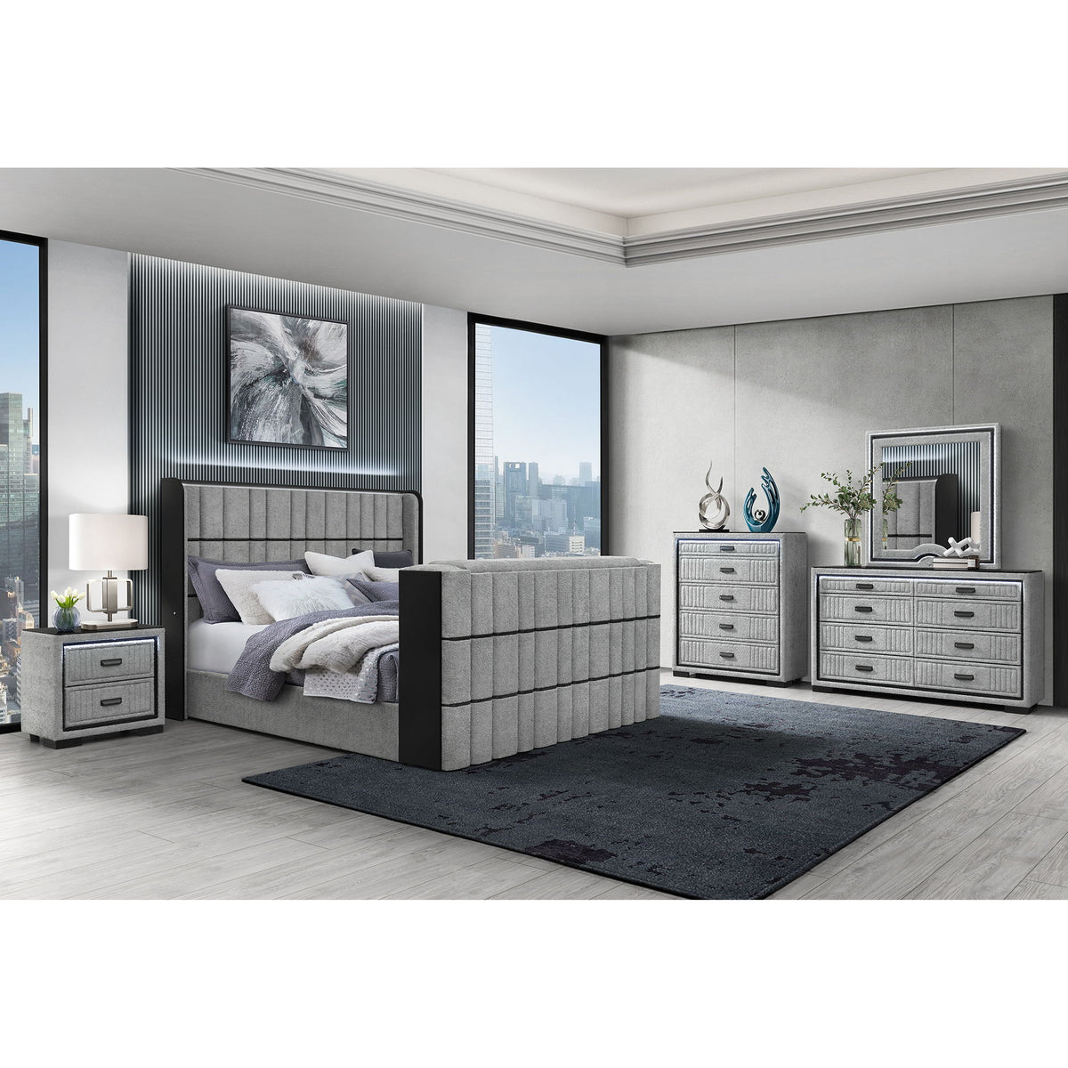 Isaiah - Upholstered Chest With LED Lighting