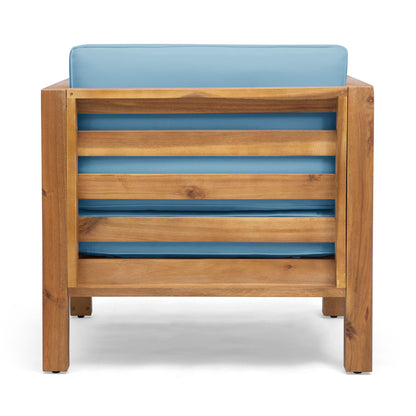 Outdoor Acacia Wood Patio Chair With Fabric Cushion