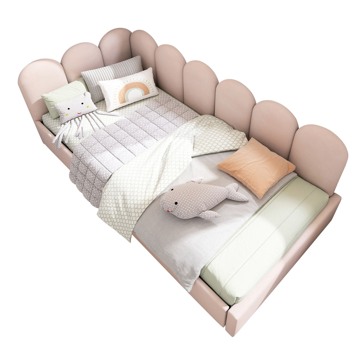 Upholstered Daybed With Metal Slatted Base