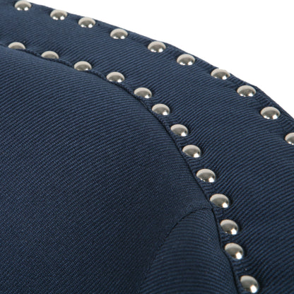 Modern Upholstered Swivel Club Chair With Nailhead Trim