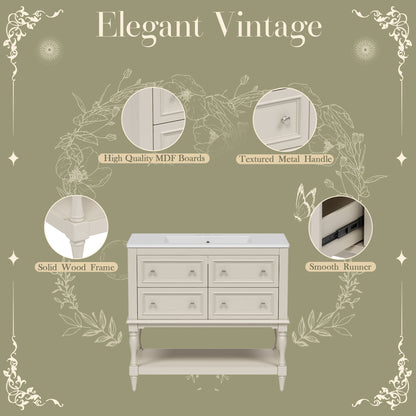 Bathroom Vanity Cabinet With Undermount Sink, 4 Drawer Set