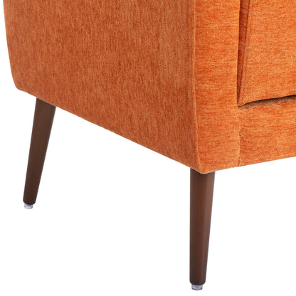 Modern Accent Chair, Arm Chairs For Living Room, Upholstered Mordern Armchair, Comfy Soft Padded Lounge Chair In Small Space, Bedroom, With Pillow, Solid Wood Leg