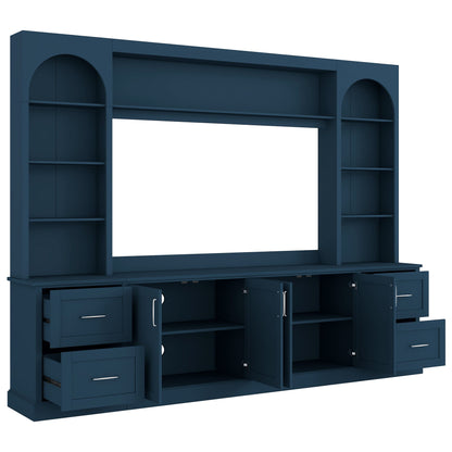 Arched Entertainment Center Wall Unit With Drawers, TV Stand