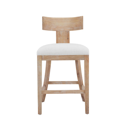 Upholstered Counter Height Bar Stools With Solid Rubber Wood Frame (Set of 2)