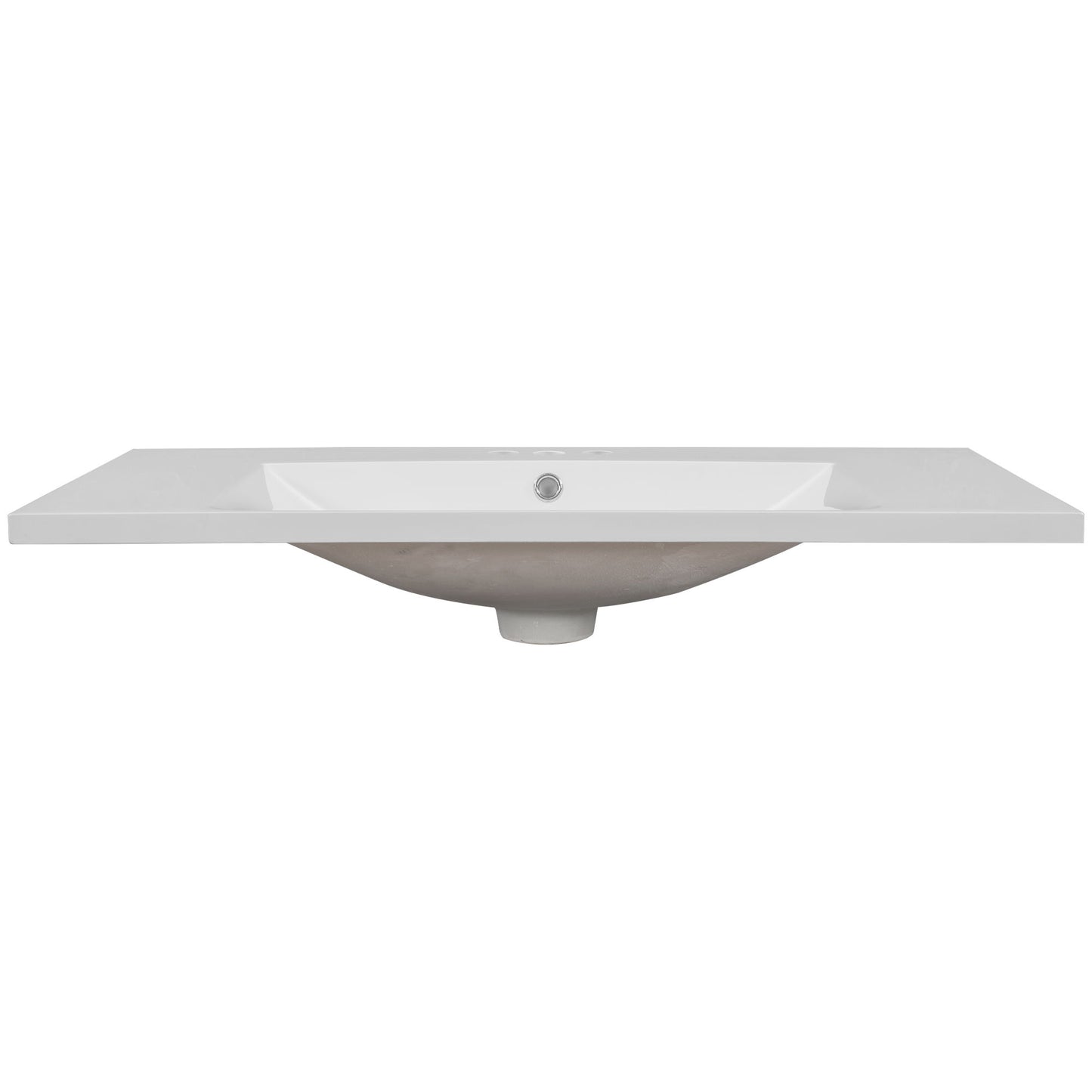 36" Single Bathroom Vanity Top With Undermount Basin, 3 Faucet Holes, Flat Edge - White