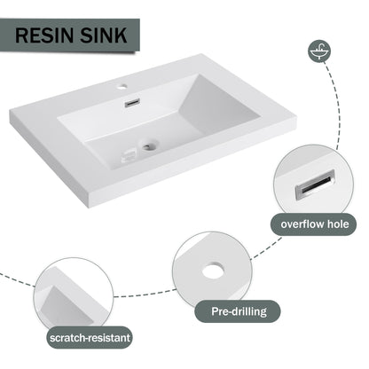 Modern Freestanding Bathroom Vanity With Resin Sink & Soft Close Cabinet Doors