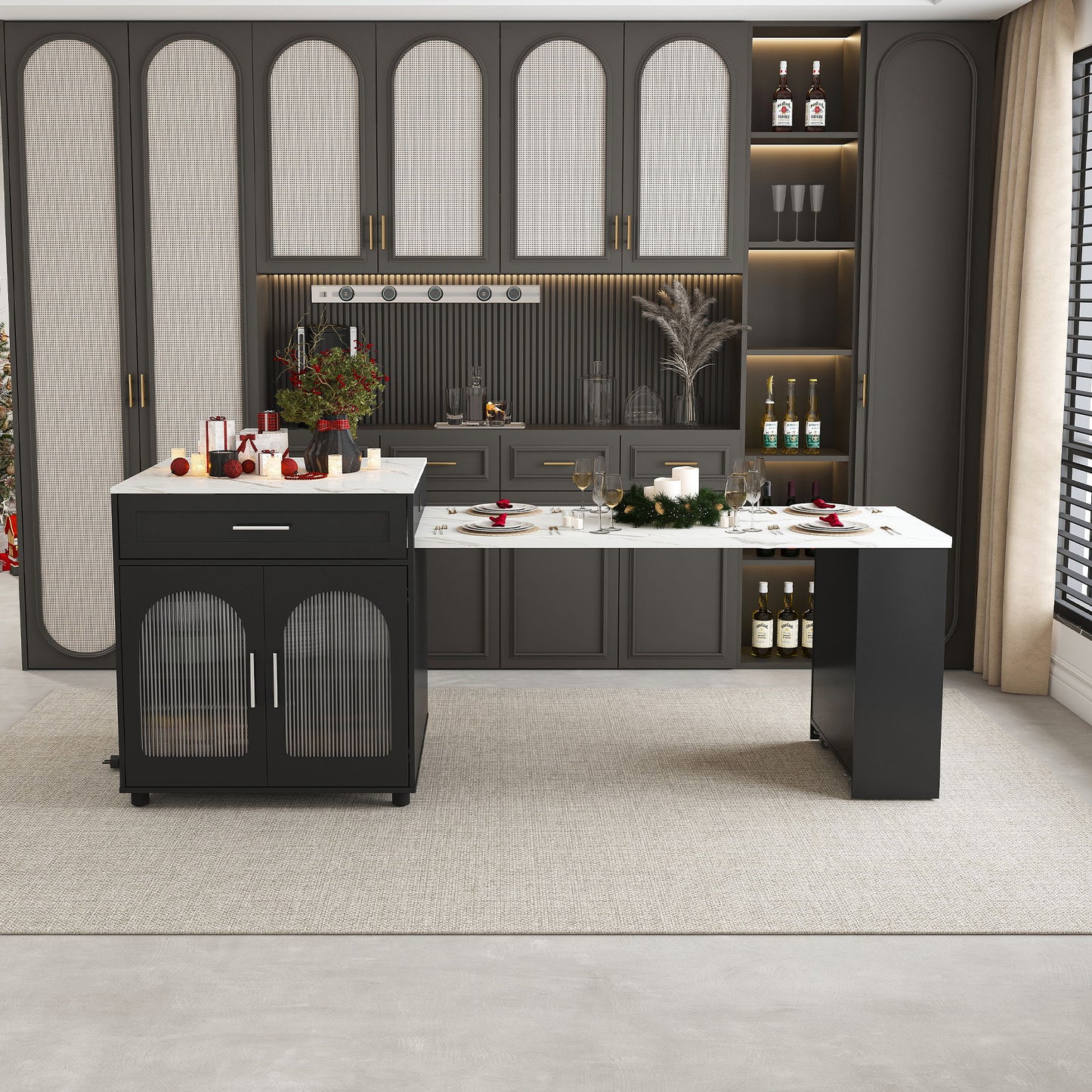 Expandable Kitchen Island With Power Outlet