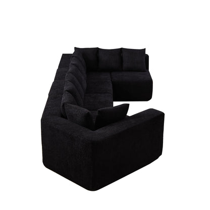 L - Shaped Modular Sofa With Deep Seat And 11 Pillows