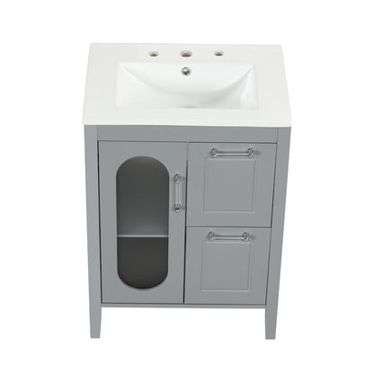Modern Bathroom Vanity With Sink, Cabinet With 2 Drawers And Door, Adjustable Shelf