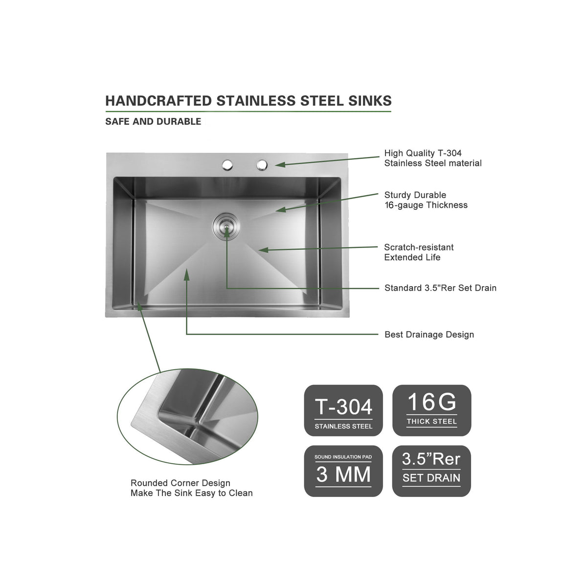 Topmount Stainless Steel Kitchen Sink
