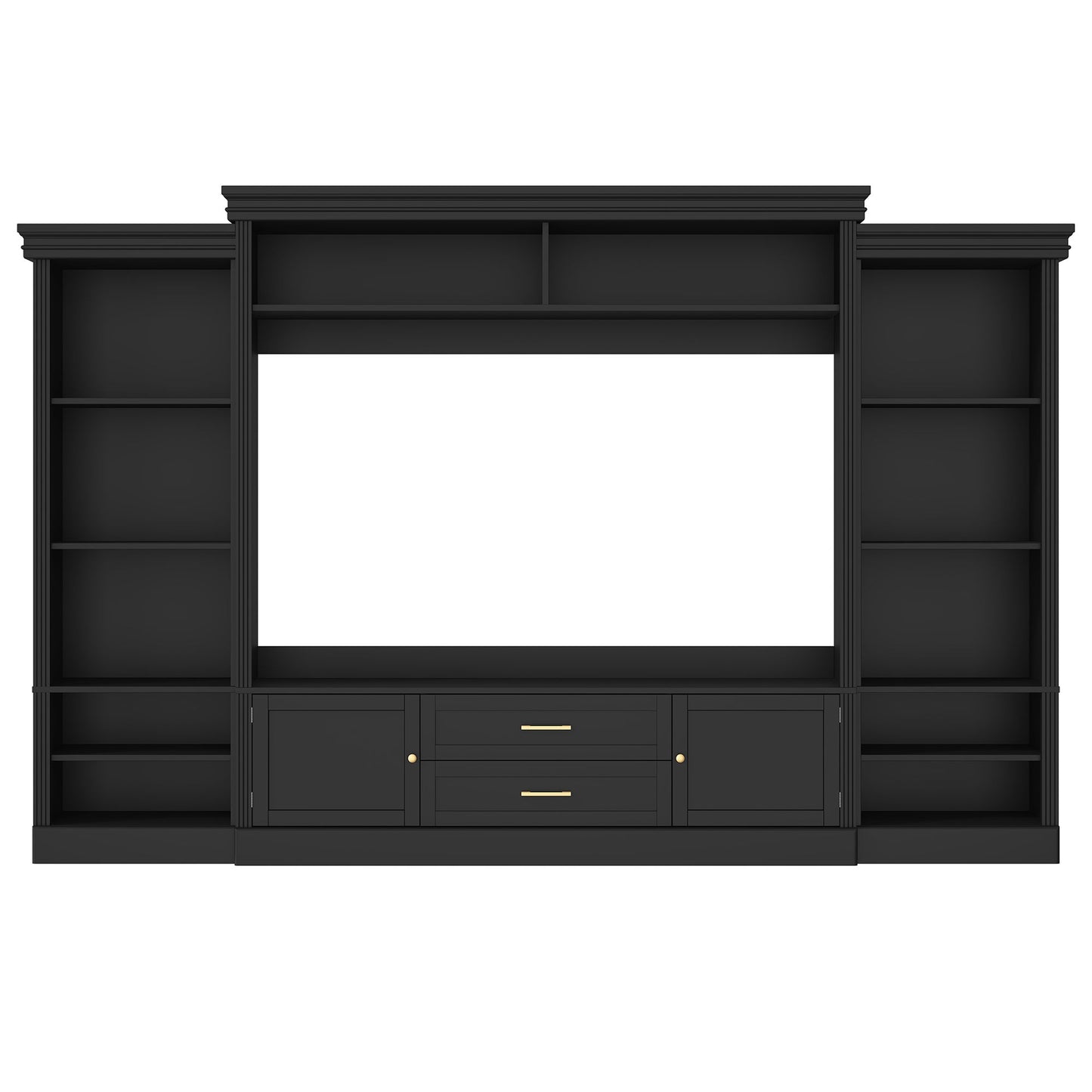 Elegant Entertainment Center Wall Unit With Bookshelves