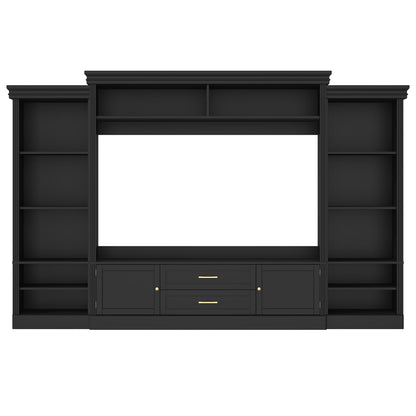 Elegant Entertainment Center Wall Unit With Bookshelves