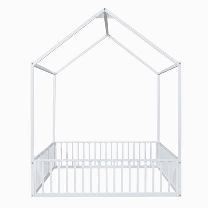 Metal House Bed With Fence And Door