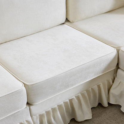 Cloud Sofa With Removable Ruffled Skirt With Ottoman And Flared Arms