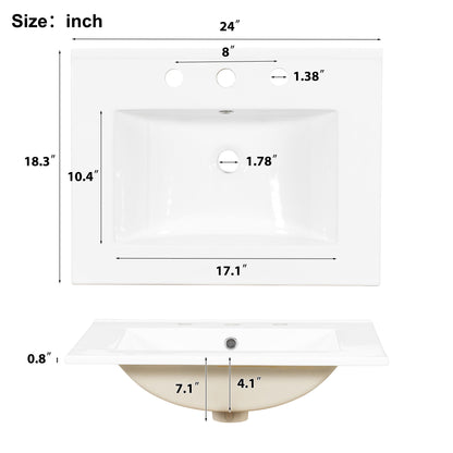 Bathroom Vanity With Sink, Soft-Close Doors, Double-Layer Shelf And 3 Drawers
