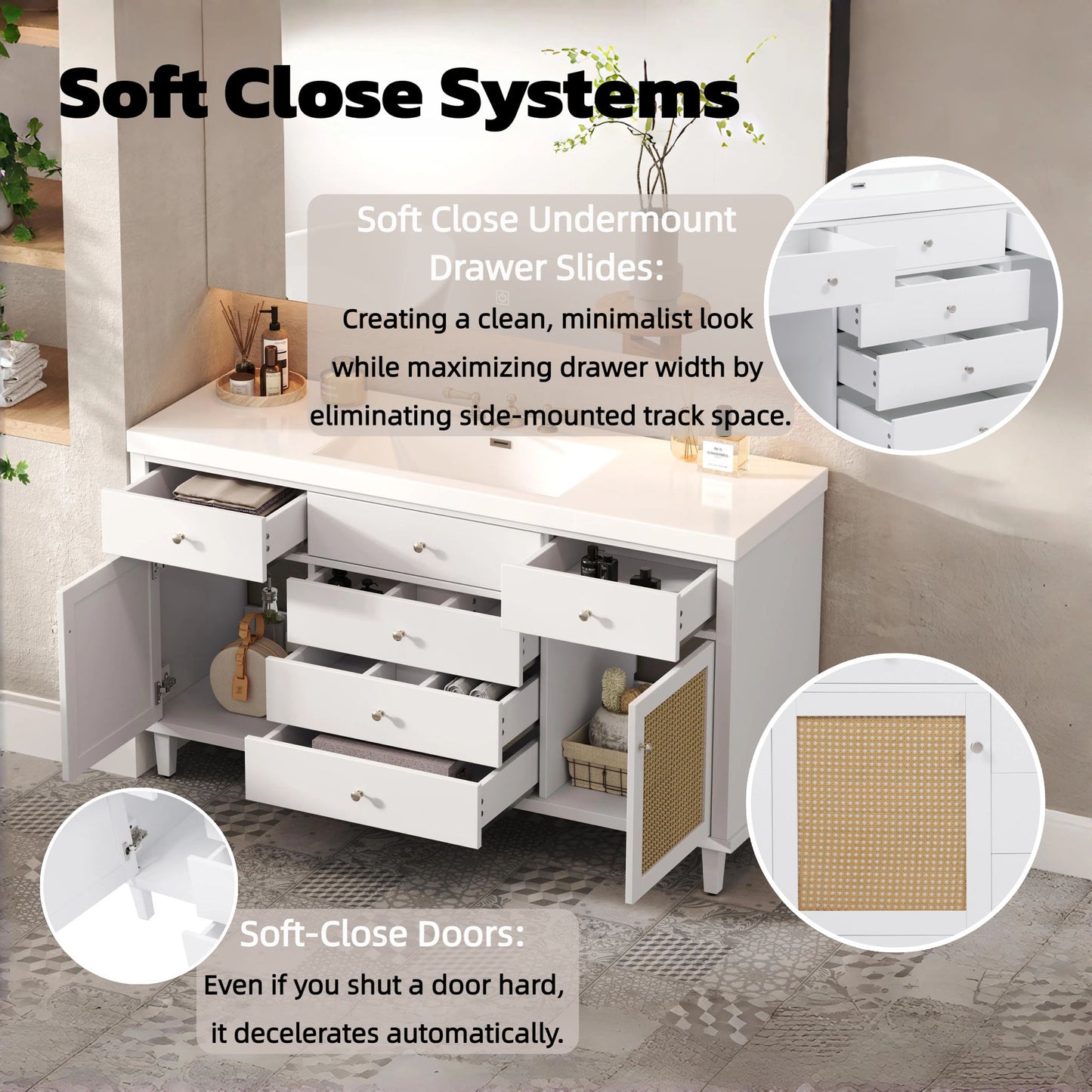 Modern Bathroom Vanity With Sink, Soft Close Drawers