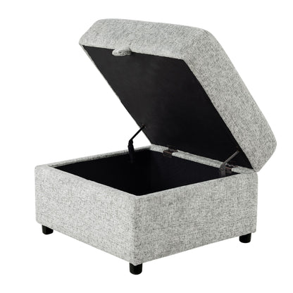 Emiliano - Sectional Sofa With 3 Pillows And Storage Ottoman - Nickel