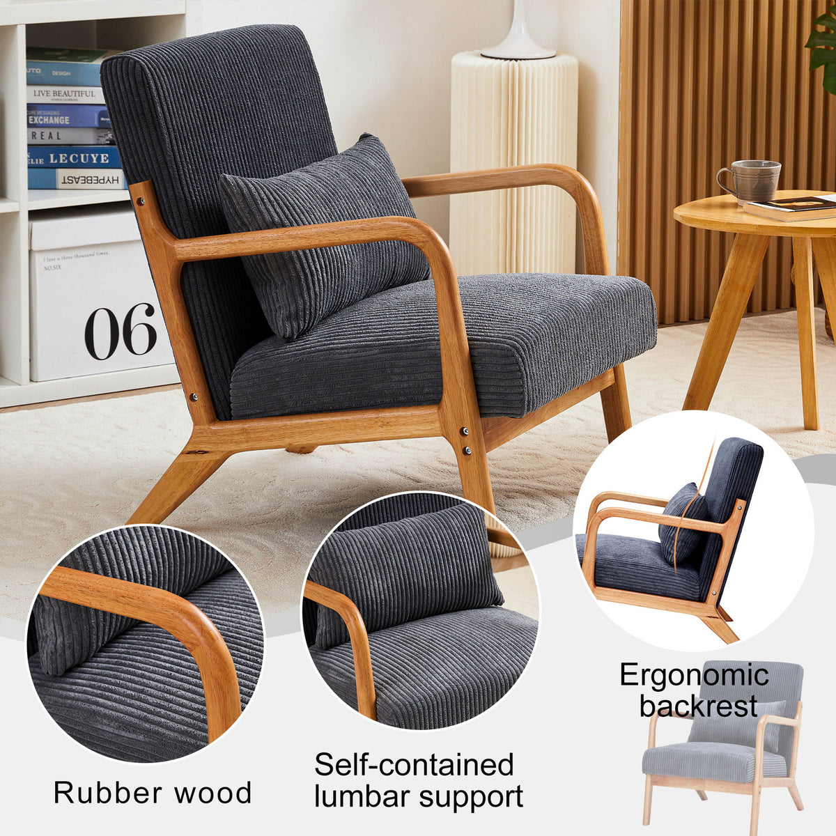 Accent Arm Chair With Pillow Upholstered