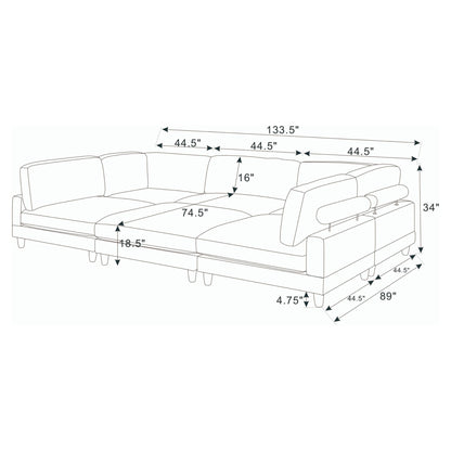Modern Modular Sectional With Adjustable Back Support