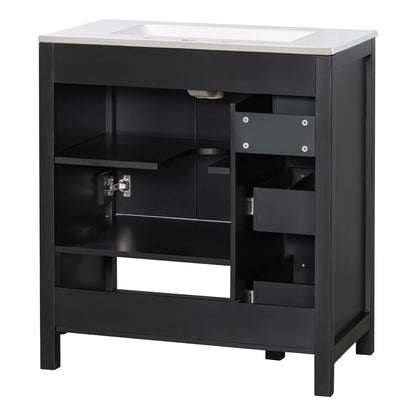 Bathroom Vanity With Sink Top, Bathroom Vanity Cabinet With 2 Doors And 2 Drawers, Open Shelf