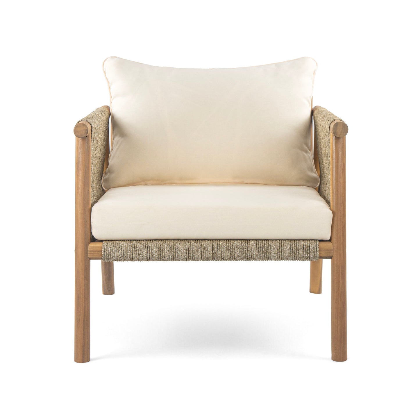 Modern Outdoor Woven Lounge Chair With Solid Frame And Cushions