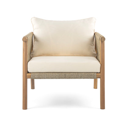 Modern Outdoor Woven Lounge Chair With Solid Frame And Cushions