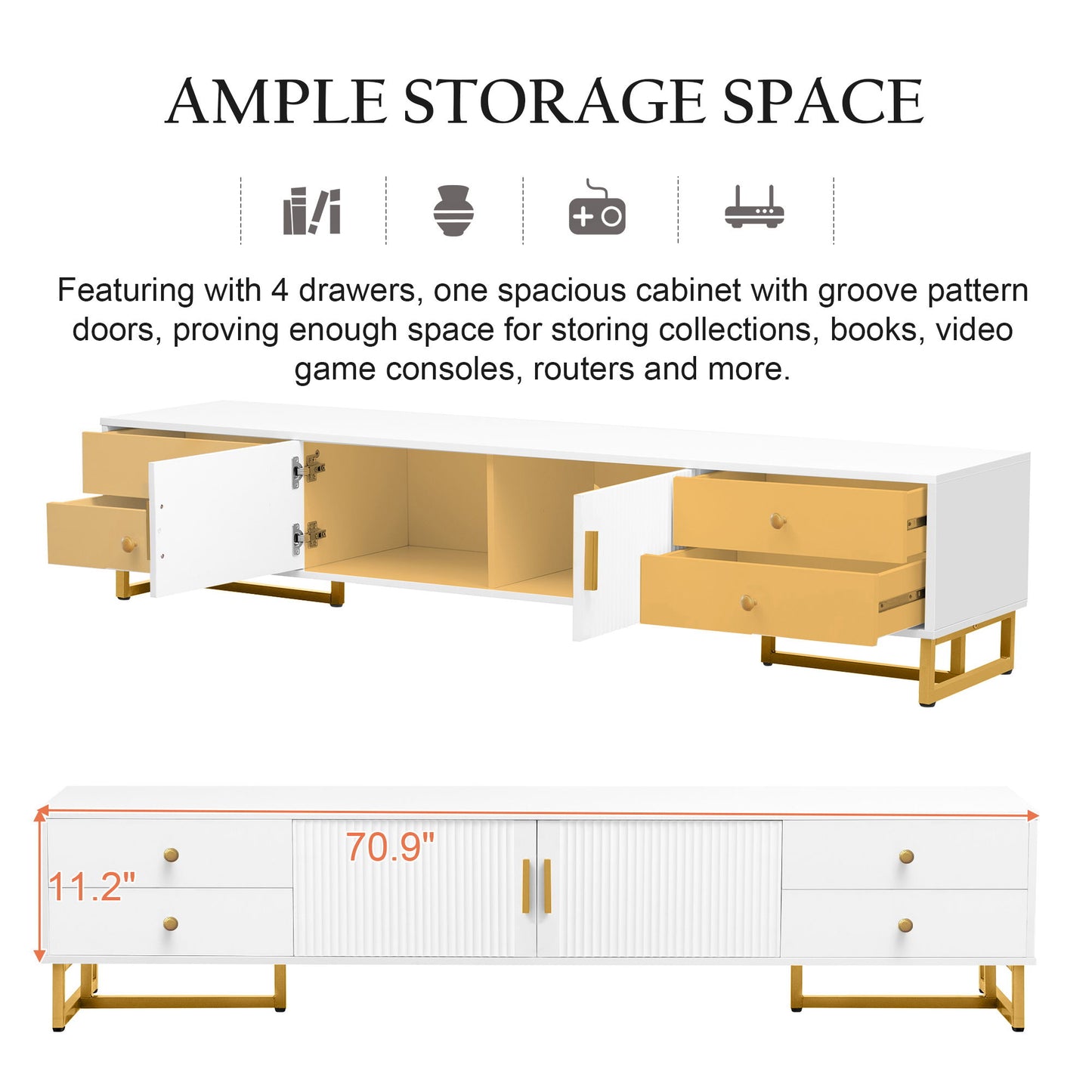 TV Stand With Storage For Living Room