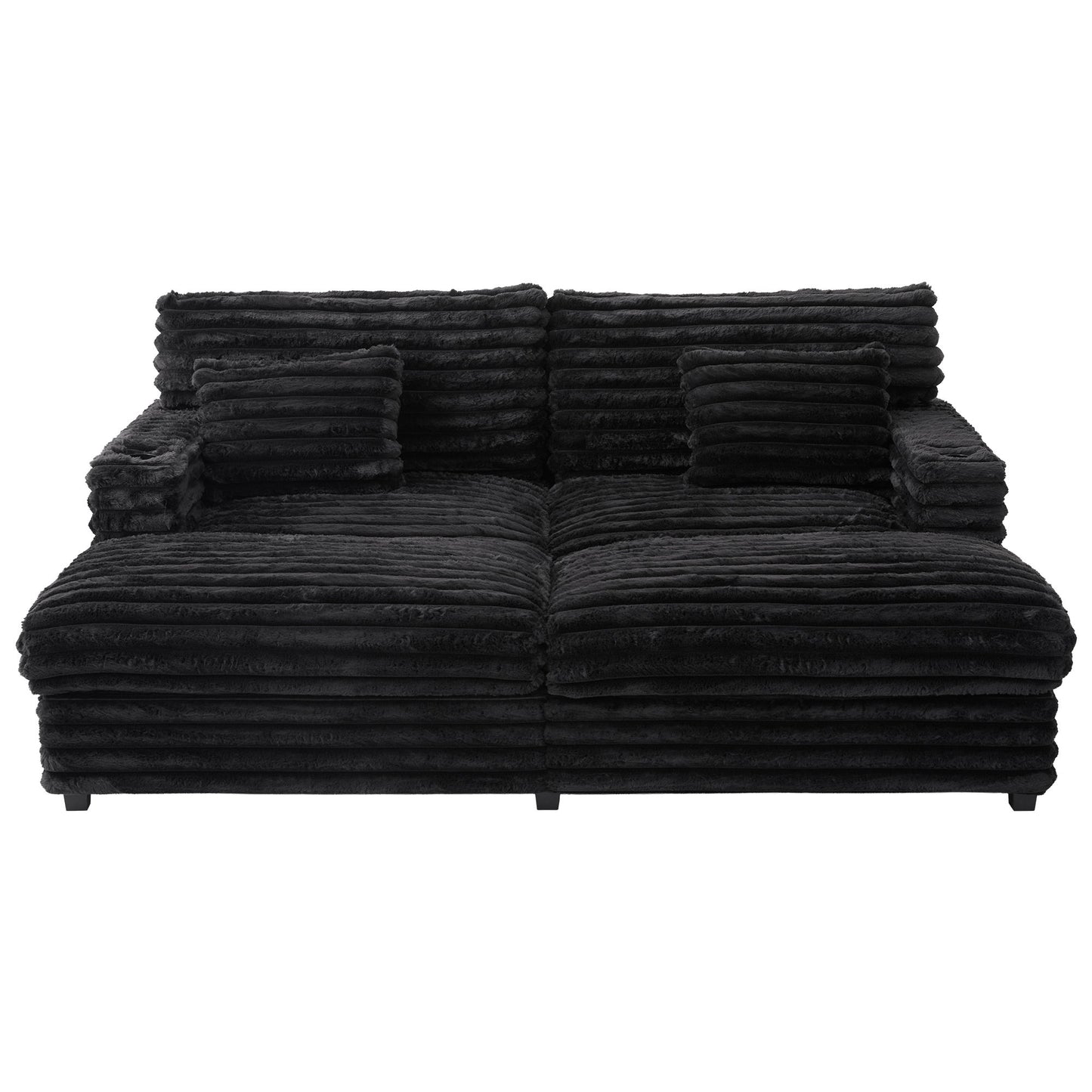 Oversized Double Chaise Lounge Sofa With USB Ports And Cup Holders