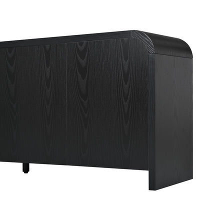 Curved Edge TV Stand With Large Cabinets