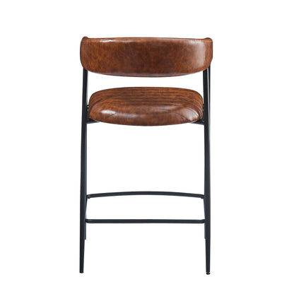 Counter Stools (Set of 2), Upholstered Counter Stools With Iron Frame, Backrest, Footrest, Arm Counter Stools For Home Bar, Kitchen Counter - Brown