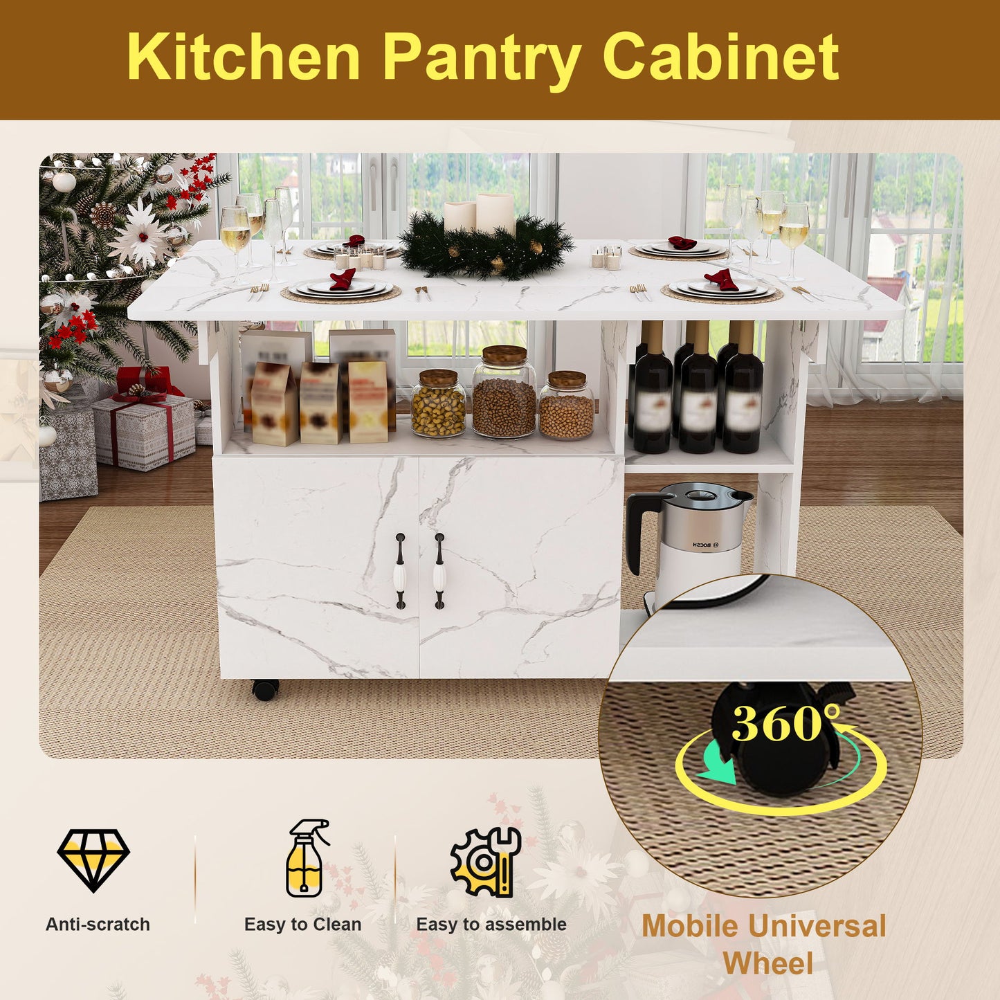 Multi Functional Folding Table With Storage Shelves And Wheels