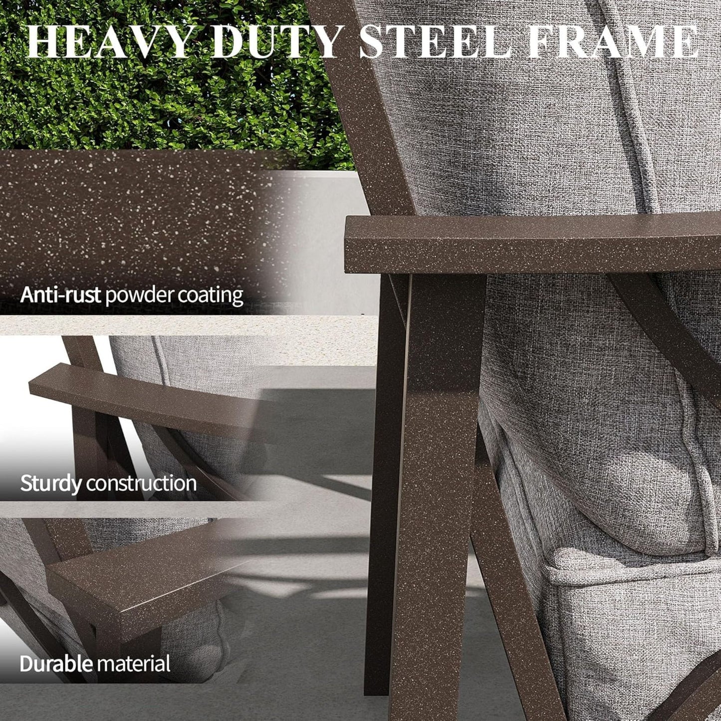 All-Weather 3 Seat Patio Sofa With Cushions
