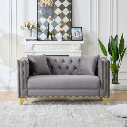 Deep Seat Sofa With Button Nailhead, Square Arm Couches