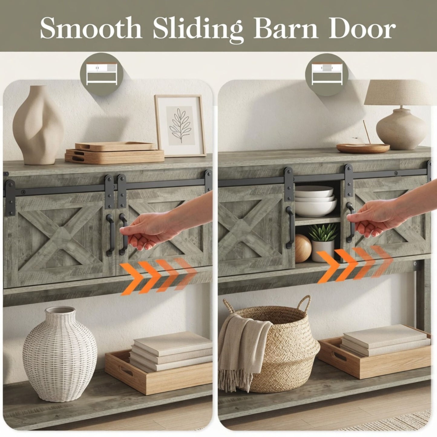 Farmhouse Entryway Table With Sliding Barn Door