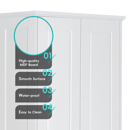 Storage Cabinet With Adjustable Shelves, 2 Doors, Rectangle Design For Bathroom
