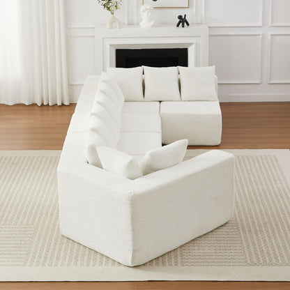 L - Shaped Modular Sofa With Deep Seat And 11 Pillows