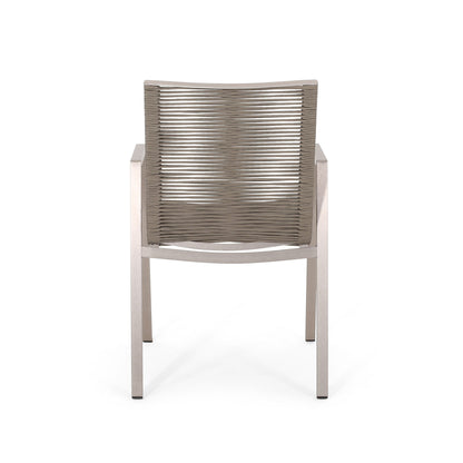 Outdoor Modern Aluminum Dining Chair Set With Rope Sea (Set of 2)
