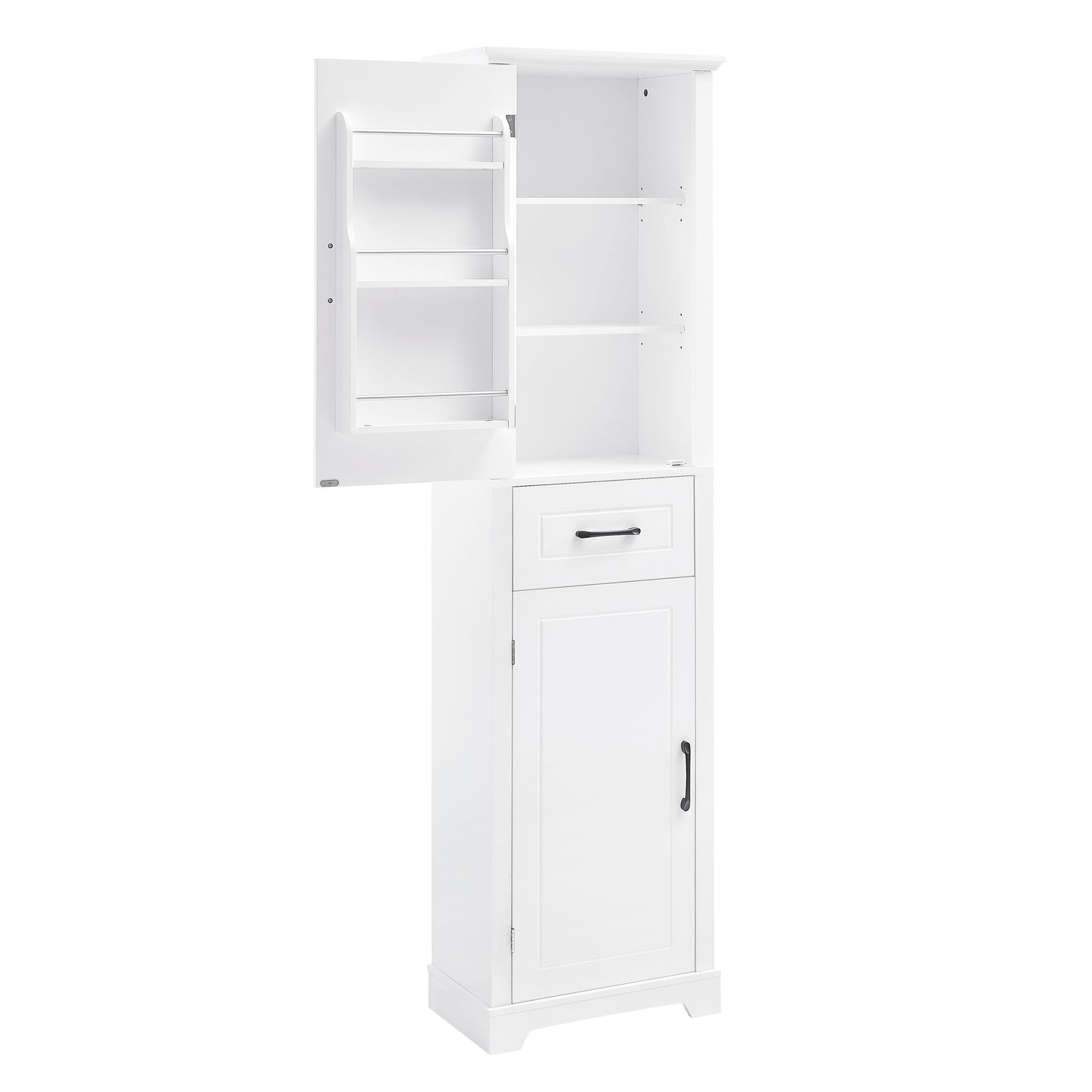Tall Freestanding Bathroom Storage Cabinet With 2 Doors And Adjustable Shelves