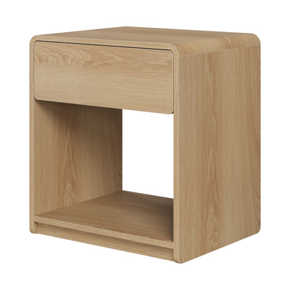 Bedside Table With Storage Drawers And Open Shelves (Set of 2) - Oak