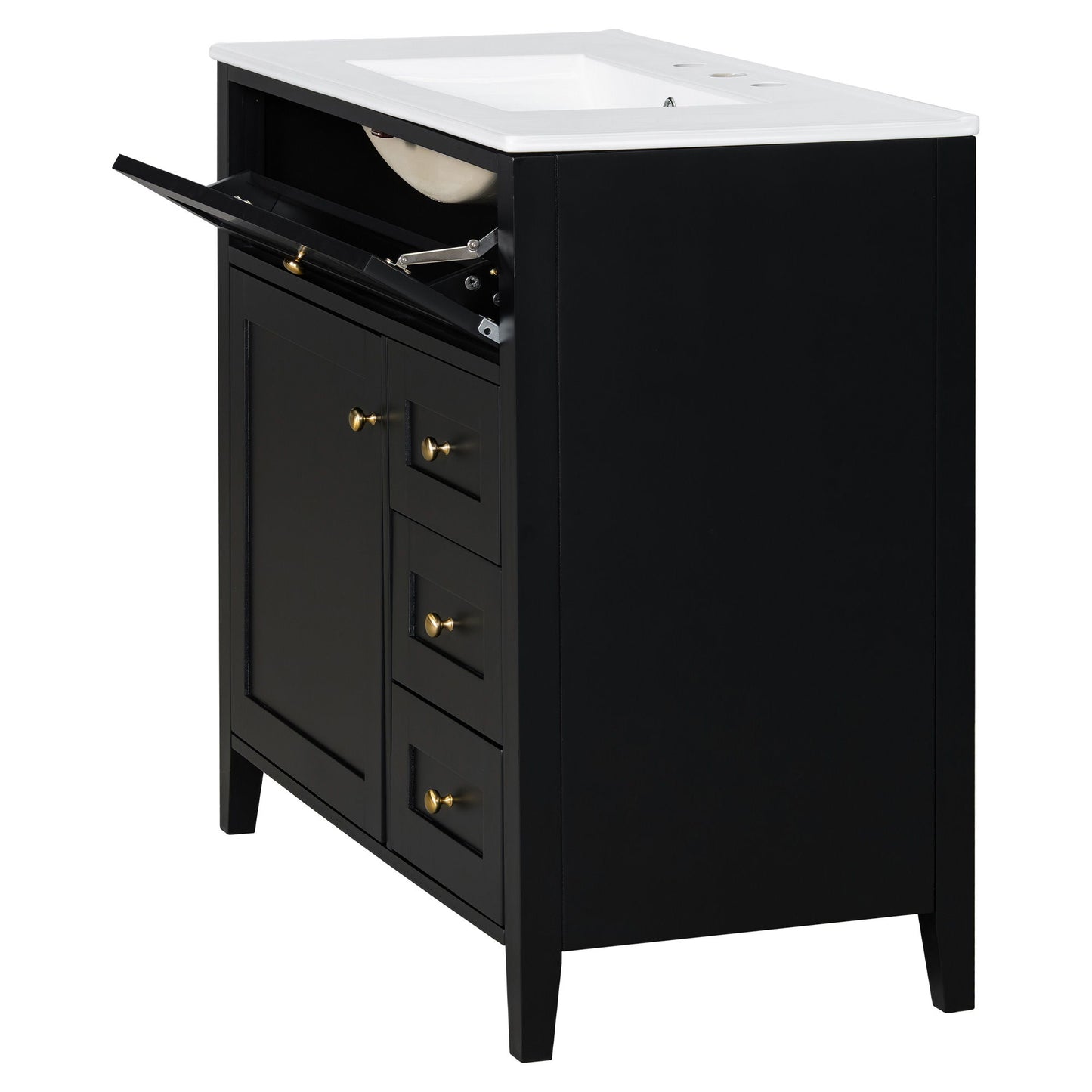 Bathroom Vanity With Sink, Cabinet With 3 Drawers And Adjustable Shelf