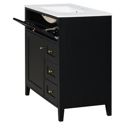 Bathroom Vanity With Sink, Cabinet With 3 Drawers And Adjustable Shelf