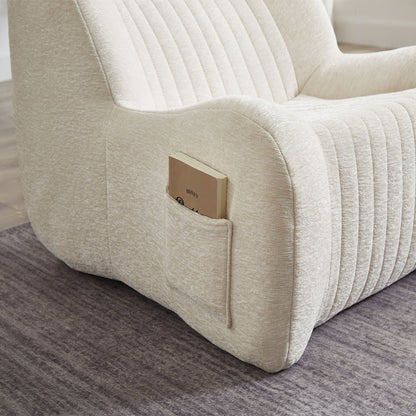 Bean Bag Chair For Adults, Lazy Floor Sofa Couch Memory Foam Bean Bag Sofas Chenille Fabric Reading Chair Comfortable Corner Lounge Sofa For Living Room - White