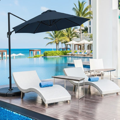 Round Cantilever Patio Umbrella With 360 Rotation & Infinite Tilt Adjustment