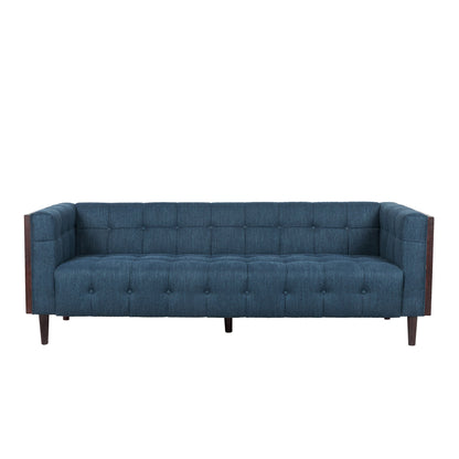 Contemporary Mid-Century Charm 3 Seater Sofa With Button Tufted Waffle Stitching