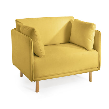 Modern Upholstered Accent Chair With Soft Cushions, Sleek Armrest Design