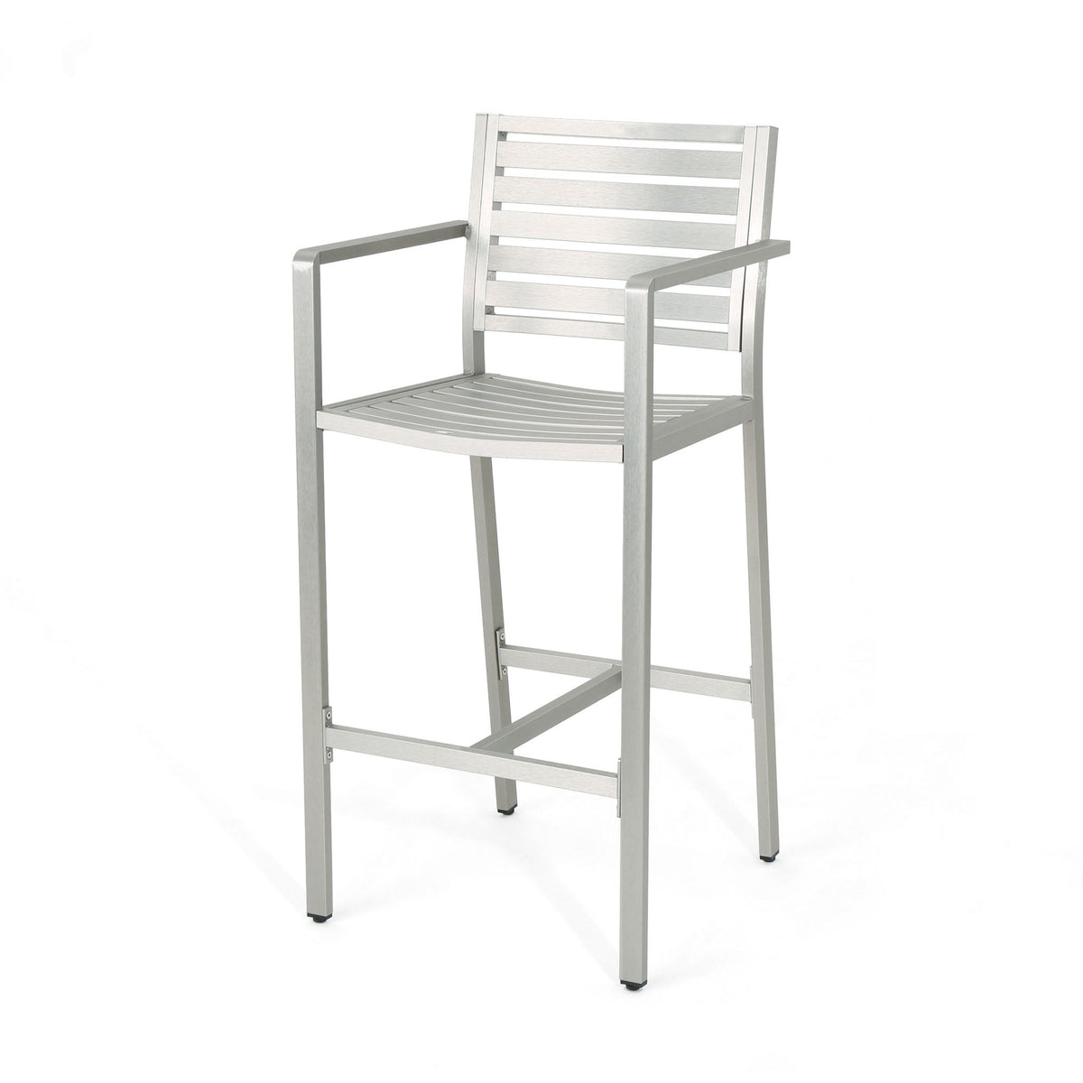 Outdoor Aluminum Rust Proof Barstools (Set of 2) - Silver