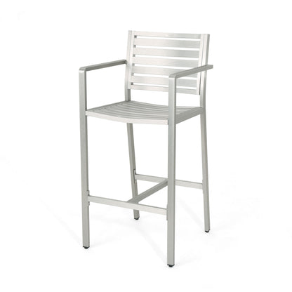 Outdoor Aluminum Rust Proof Barstools (Set of 2) - Silver